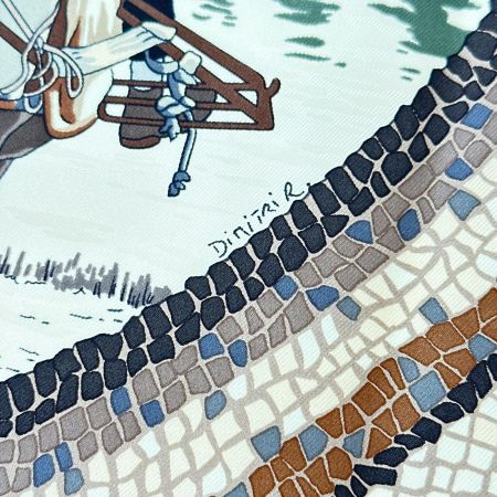 HERMES エルメス スカーフ ヒラヤマ杉の下で シルク100% 茶系