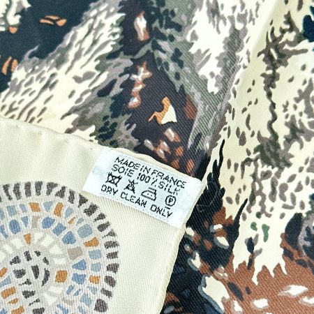 HERMES エルメス スカーフ ヒラヤマ杉の下で シルク100% 茶系