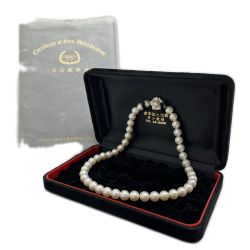 ◆◆  真珠 パールネックレス 総重量58.9g 約45cm パール9.5～10.0cmクラスプSV 鑑別書付 Bランク