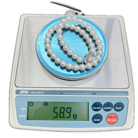   真珠 パールネックレス 総重量58.9g 約45cm パール9.5～10.0cmクラスプSV 鑑別書付