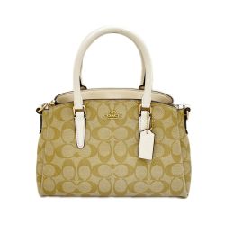◆◆ COACH コーチ ハンドバッグ エンボスシグネチャー ショルダーストラップ欠品 F29434 ベージュ Bランク