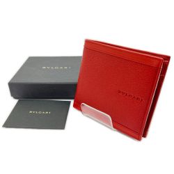 ◆◆ BVLGARI ブルガリ 2つ折り財布 ゴートレザー 箱付 25297 RED Aランク