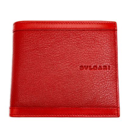  BVLGARI ブルガリ 2つ折り財布 ゴートレザー 箱付 25297 RED