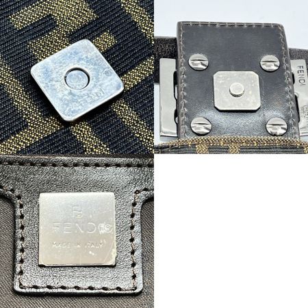  FENDI フェンディ ハンドバッグ ショルダーバッグ ズッカ柄 キャンバス レザー ブラウン