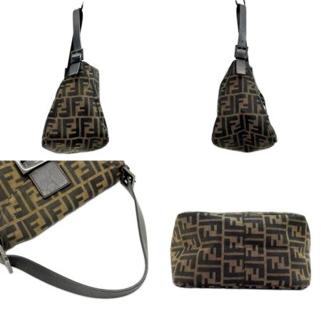  FENDI フェンディ ハンドバッグ ショルダーバッグ ズッカ柄 キャンバス レザー ブラウン