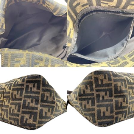  FENDI フェンディ ハンドバッグ ショルダーバッグ ズッカ柄 キャンバス レザー ブラウン