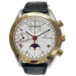 OMEGA オメガ スピードマスター 自動巻き 腕時計 本体のみ キズ有 レザー ホワイト R8.9月OH 175.0034 Bランク