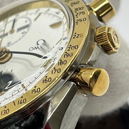 OMEGA オメガ スピードマスター 自動巻き 腕時計 本体のみ キズ有 レザー ホワイト R8.9月OH 175.0034