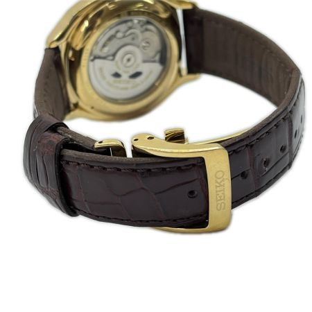  SEIKO セイコー パワーリザーブ 自動巻き腕時計 レザーベルト 6R20-00E0 ゴールド