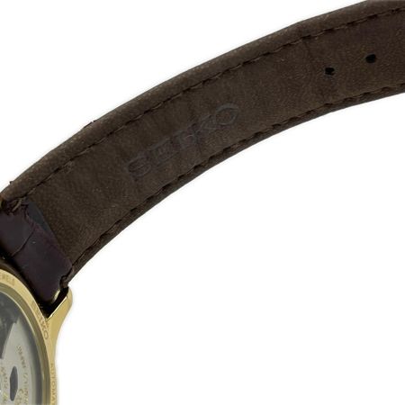  SEIKO セイコー パワーリザーブ 自動巻き腕時計 レザーベルト 6R20-00E0 ゴールド
