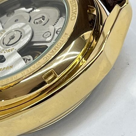  SEIKO セイコー パワーリザーブ 自動巻き腕時計 レザーベルト 6R20-00E0 ゴールド