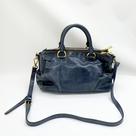  MIU MIU ミュウミュウ 2WAYバッグ ハンドバッグ ショルダーバッグ レザー 色褪せ・ひび割れ有 ネイビー