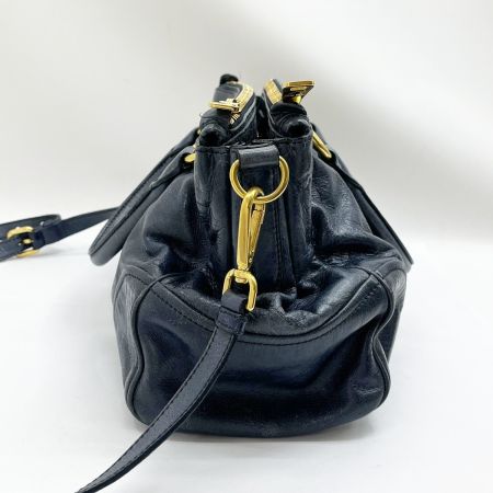  MIU MIU ミュウミュウ 2WAYバッグ ハンドバッグ ショルダーバッグ レザー 色褪せ・ひび割れ有 ネイビー