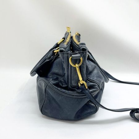 MIU MIU ミュウミュウ 2WAYバッグ ハンドバッグ ショルダーバッグ レザー 色褪せ・ひび割れ有 ネイビー