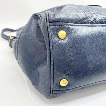  MIU MIU ミュウミュウ 2WAYバッグ ハンドバッグ ショルダーバッグ レザー 色褪せ・ひび割れ有 ネイビー