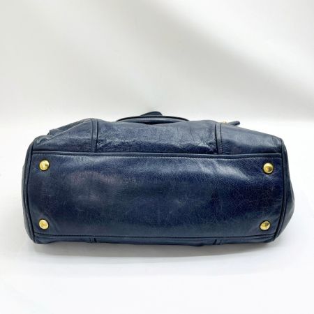  MIU MIU ミュウミュウ 2WAYバッグ ハンドバッグ ショルダーバッグ レザー 色褪せ・ひび割れ有 ネイビー