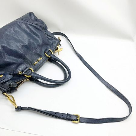  MIU MIU ミュウミュウ 2WAYバッグ ハンドバッグ ショルダーバッグ レザー 色褪せ・ひび割れ有 ネイビー