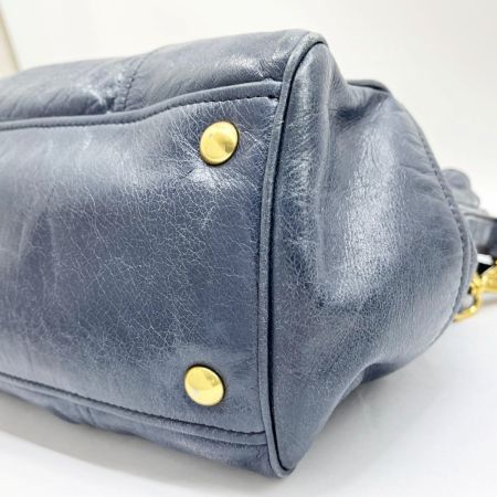  MIU MIU ミュウミュウ 2WAYバッグ ハンドバッグ ショルダーバッグ レザー 色褪せ・ひび割れ有 ネイビー