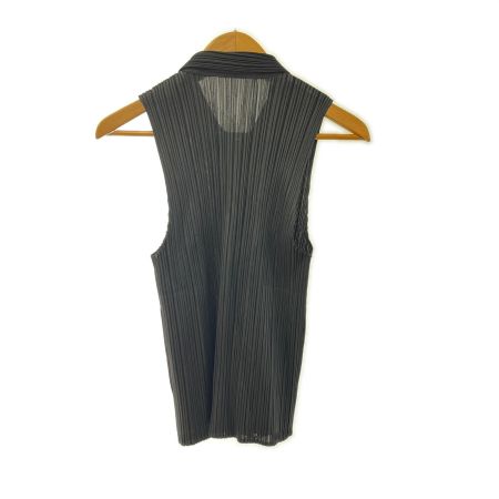  ISSEY MIYAKE イッセイミヤケ PLEATS PLEASE プリーツプリーズ ベスト プリーツ加工 ジップアップ 襟付 サイズ3 pp01-je384 ブラック