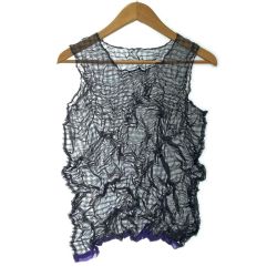 ◆◆ ISSEY MIYAKE イッセイミヤケ カットソー タンクトップ シワ加工 ミセス ブラック Aランク