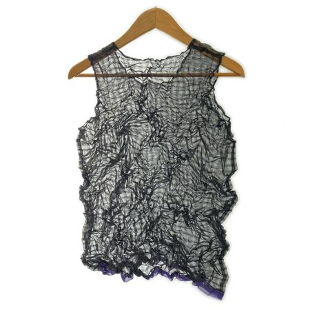  ISSEY MIYAKE イッセイミヤケ カットソー タンクトップ シワ加工 ミセス ブラック