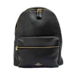 ◆◆ COACH コーチ ロゴ リュックサック レザー F38288 ブラック Aランク