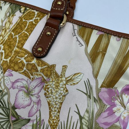  Salvatore Ferragamo サルヴァトーレフェラガモ トートバッグ レザー ナイロン 花柄 アニマル柄  ベージュ