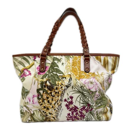  Salvatore Ferragamo サルヴァトーレフェラガモ トートバッグ レザー ナイロン 花柄 アニマル柄  ベージュ
