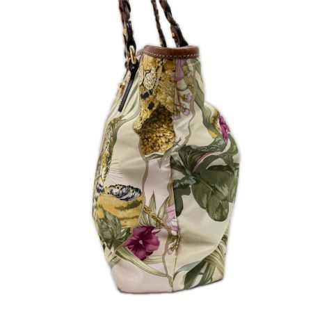  Salvatore Ferragamo サルヴァトーレフェラガモ トートバッグ レザー ナイロン 花柄 アニマル柄  ベージュ