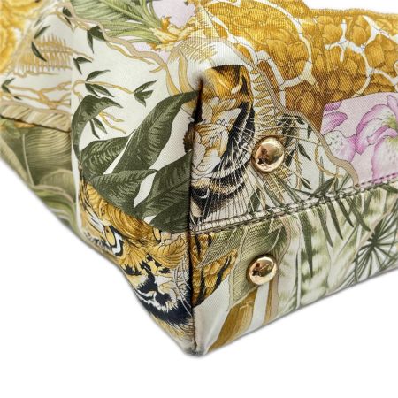  Salvatore Ferragamo サルヴァトーレフェラガモ トートバッグ レザー ナイロン 花柄 アニマル柄  ベージュ