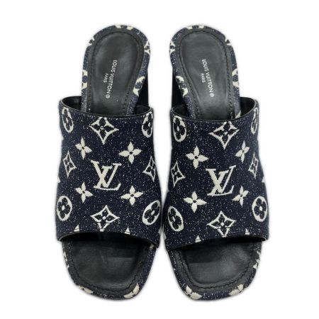  LOUIS VUITTON ルイヴィトン シルエットラインミュール サンダル 39 デニム NL1211 靴底ダメージ ネイビー