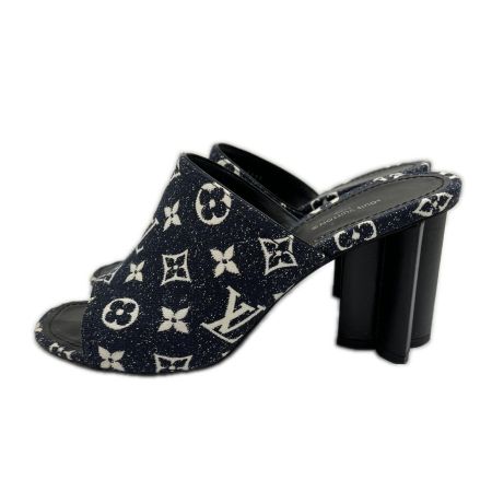  LOUIS VUITTON ルイヴィトン シルエットラインミュール サンダル 39 デニム NL1211 靴底ダメージ ネイビー