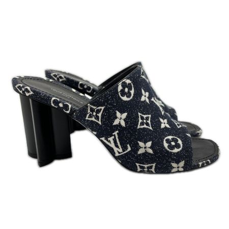  LOUIS VUITTON ルイヴィトン シルエットラインミュール サンダル 39 デニム NL1211 靴底ダメージ ネイビー