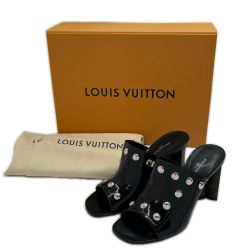 ◆◆ LOUIS VUITTON ルイヴィトン シルエットラインミュール サンダル 39 スタッズ BR1211 BR12111 ブラック Aランク