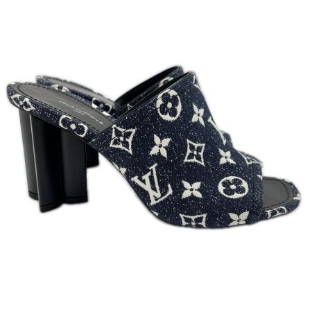  LOUIS VUITTON ルイヴィトン シルエットラインミュール サンダル 39 デニム NL1211 ネイビー