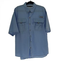 ◆◆ Columbia コロンビア BAHAMA 半袖シャツ Mサイズ 125FM7047 水色 スカイブルー Bランク