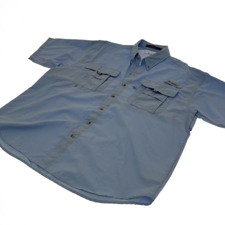  Columbia コロンビア BAHAMA 半袖シャツ Mサイズ 125FM7047 水色 スカイブルー