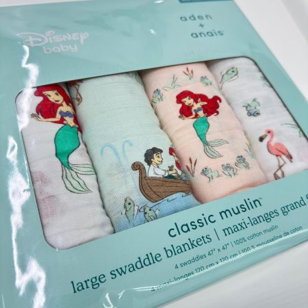  Disney ディズニー ブランケット アリエル エイデンアンドアネイ クラシック スワドル 4枚セット おくるみ 未使用品
