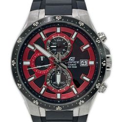 ◆◆ CASIO カシオ 腕時計 エディフィス クロノグラフ 本体のみ ブラック レッド  EFR-519 Bランク