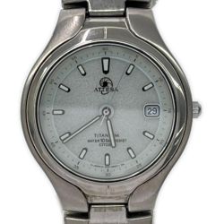 ◆◆ CITIZEN シチズン 腕時計 アテッサ エコドライ 電波ソーラー 本体のみ チタン ライトグレー デイト付 7875-H00559 Bランク