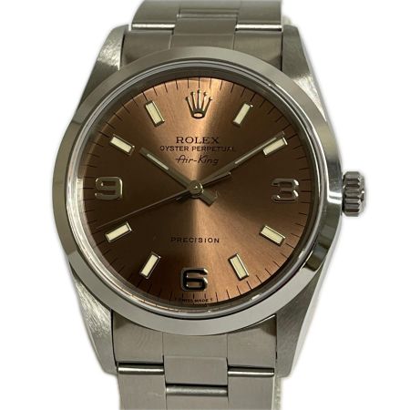  ROLEX ロレックス 腕時計 エアキング U番 自動巻き Gカード付  14000 ステンレススチール ライトブラウン
