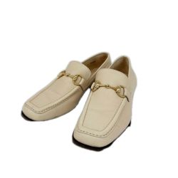 GUCCI グッチ ローファー 靴 36 1/2 袋付 レディース アイボリー Bランク