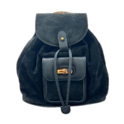 ◆◆ GUCCI グッチ リュック　バンブー　スレ有 ベロア×レザー 003-2058-0030 ブラック Cランク