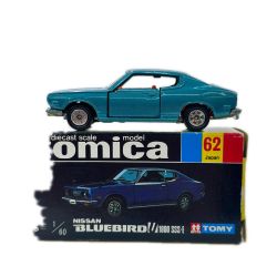 ◆◆ tomica 黒箱トミカ No.62 ニッサン ブルーバードU1800 SSS-E 1/60スケール 日本製 ブルー系 Bランク