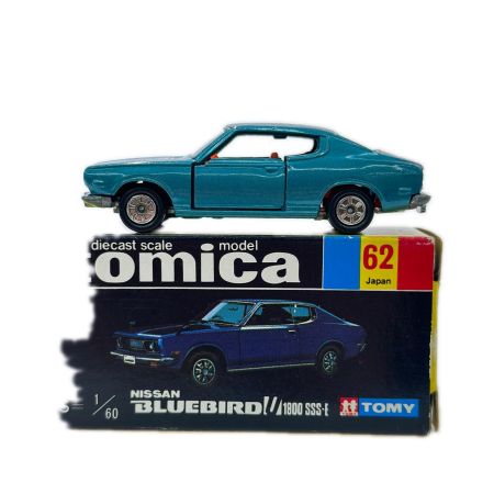  tomica 黒箱トミカ No.62 ニッサン ブルーバードU1800 SSS-E 1/60スケール 日本製 ブルー系