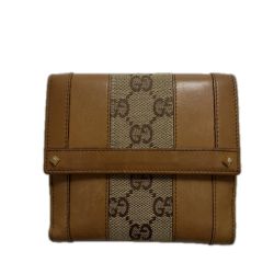 ◆◆ GUCCI グッチ キャンバス×レザー 120927 キャメル 3つ折り財布　キズ有  Bランク