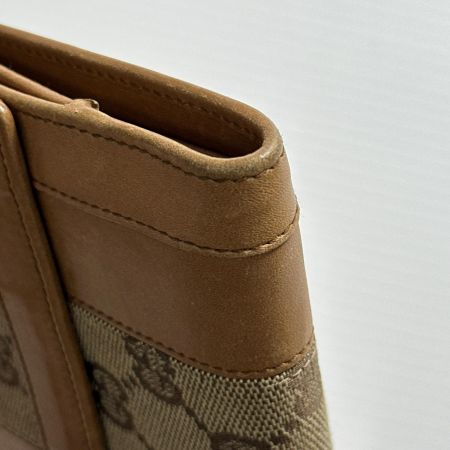  GUCCI グッチ キャンバス×レザー 120927 キャメル 3つ折り財布　キズ有 