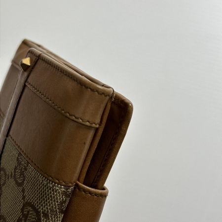  GUCCI グッチ キャンバス×レザー 120927 キャメル 3つ折り財布　キズ有 