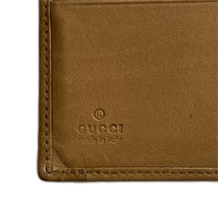  GUCCI グッチ キャンバス×レザー 120927 キャメル 3つ折り財布　キズ有 