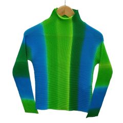 ISSEY MIYAKE イッセイミヤケ カットソー 1M84-FJ653 ブルー x グリーン Bランク